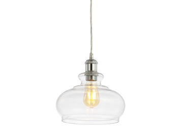 Wyatt 9.5" Adjustable Drop Pharmacy Metal/Glass LED Pendant - JONATHAN Y